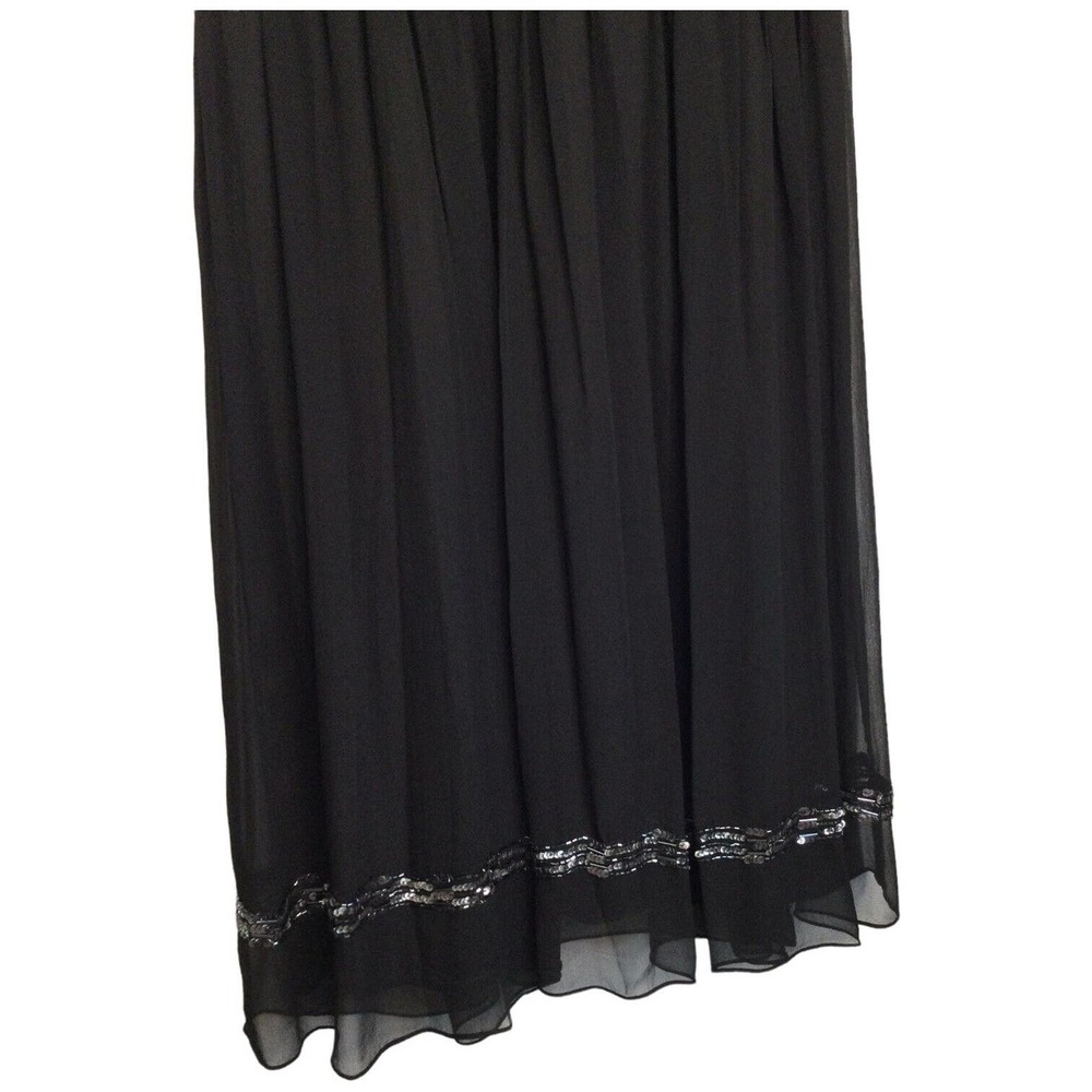 Adrianna Papell Evening Silk Beaded Sequined Sleeveless Cocktail Dress Black 6 - Picture 3 of 13